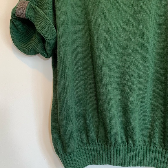 Chico’s Linen Cotton Metallic Green Sweater  4 - Picture 4 of 9